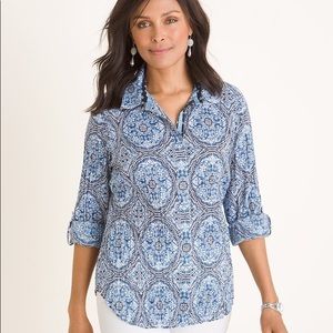 CHICO'S MEDALLION-PRINT CRINKLE SHIRT